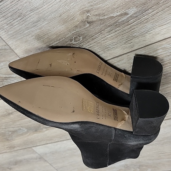 L'Agence Size 37 1/2 (7) Jeanne Block Heel Charcoal Suede Bootie NEW - Picture 9 of 9